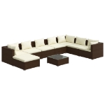 Set Divani da Giardino 9 pz con Cuscini in Polyrattan Marrone