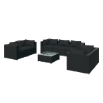 Set Divani da Giardino 8 pz con Cuscini in Polyrattan Nero