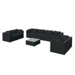 Set Divani da Giardino 9 pz con Cuscini in Polyrattan Nero