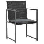 Set da Pranzo da Giardino 5 pz con Cuscini in Polyrattan Nero