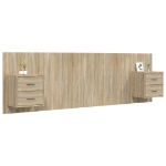 Testiera Letto con Comodini in Legno Multistrato Rovere Sonoma