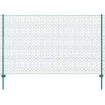Rete per Recinzione con Pali in Acciaio 25x2 m Verde
