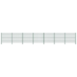 Pannello di Recinzione con Pali in Ferro 11,9x1,6 m Verde