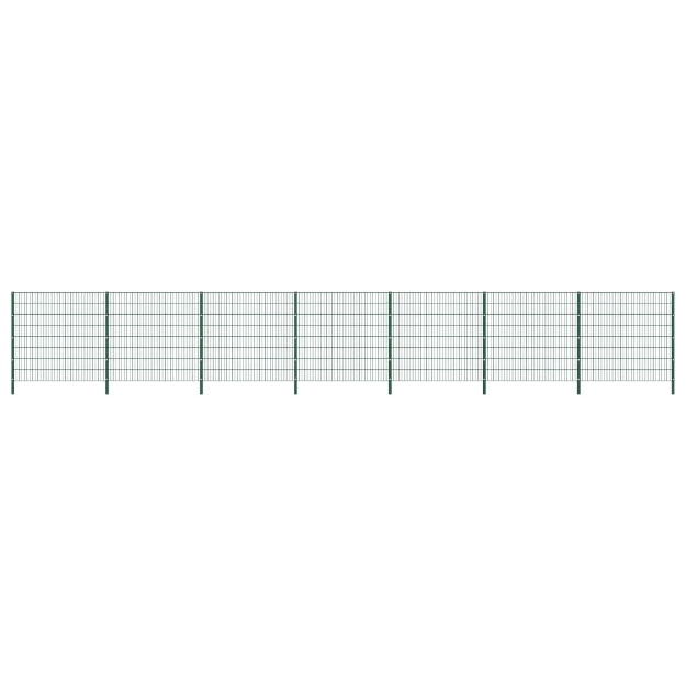 Pannello di Recinzione con Pali in Ferro 11,9x1,6 m Verde