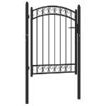 Cancello per Recinzione ad Arco in Acciaio 100x125 cm Nero