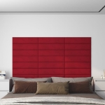 Pannelli Murali 12 pz Rosso Vino 60x15 cm Velluto 1,08 m²