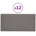 Pannelli Murali 12 pz Grigio Chiaro 30x15 cm Tessuto 0,54 m²