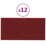 Pannelli Murali 12 pz Rosso Vino 30x15 cm Tessuto 0,54 m²