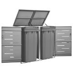 Copri Bidoni Pattumiera Doppia 138x77,5x115,5 cm Acciaio Inox