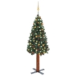 Set Albero di Natale Sottile con Luci LED e Palline Verde 150cm