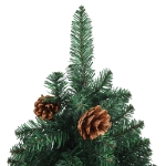 Albero di Natale Sottile con Legno Vero e Pigne Verde 150cm PVC