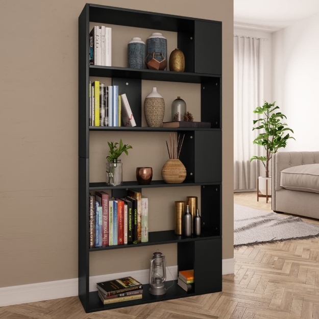 Libreria/Divisorio Nero 80x24x159 cm in Truciolato