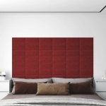 Pannelli Murali 12 pz Rosso Vino 30x15 cm Tessuto 0,54 m²