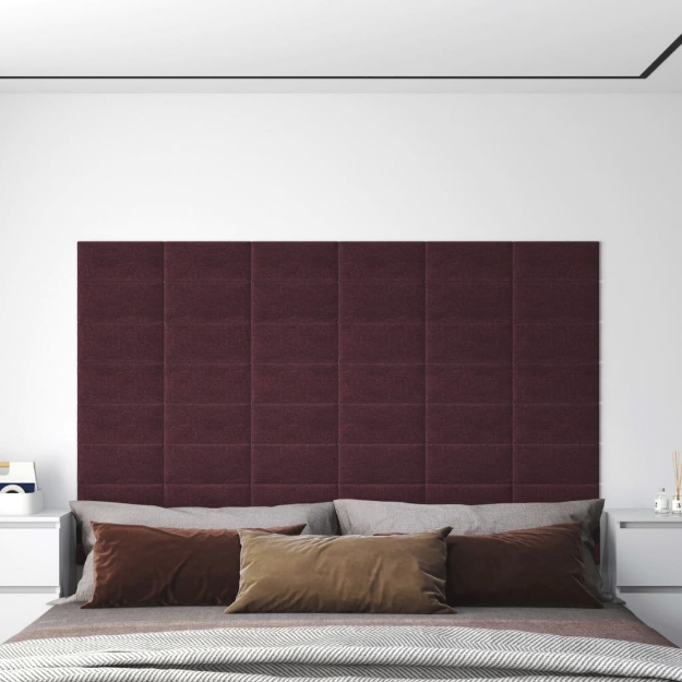 Pannelli Murali 12 pz Viola 30x15 cm Tessuto 0,54 m²