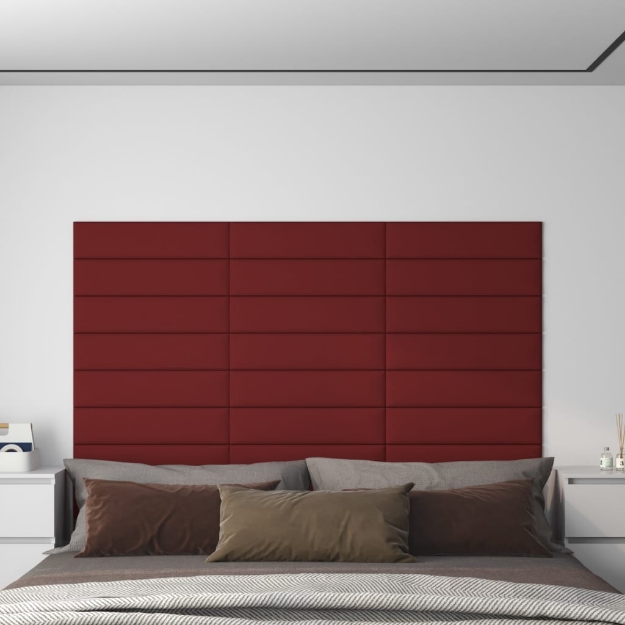 Pannelli Murali 12 pz Rosso Vino 60x15 cm Tessuto 1,08 m²