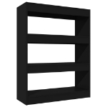Libreria/Divisorio Nero 80x30x103 cm in Legno Multistrato
