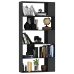 Libreria/Divisorio Nero 80x24x159 cm in Legno Multistrato