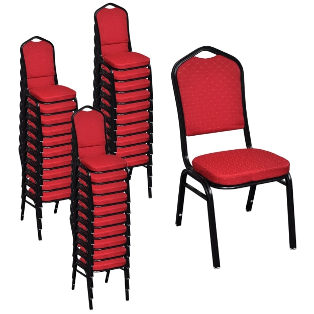 Sedie da Pranzo 30 pz Rosse in Tessuto