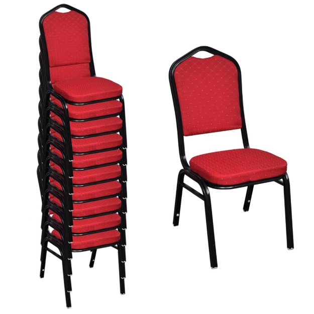 Sedie da Pranzo 10 pz Rosse in Tessuto