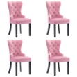Sedie da Pranzo 4 pz Rosa in Velluto