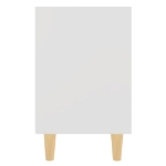 Comodino con Gambe in Legno Massello Bianco 40x30x50 cm