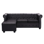 Divano Chesterfield a L in Pelle Artificiale Nero