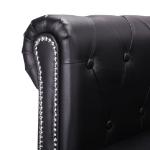 Divano Chesterfield a L in Pelle Artificiale Nero