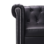 Divano Chesterfield a L in Pelle Artificiale Nero