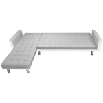 Divano Letto ad Angolo Tessuto 218x155x69 cm Bianco e Grigio