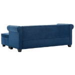 Divano Chesterfield a L in Velluto 199x142x72 cm Blu