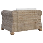 Set di Divani 3 pz con Cuscini in Rattan Naturale