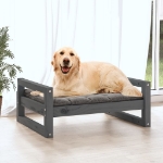 Cuccia per Cani Grigia 75,5x55,5x28cm in Legno Massello di Pino