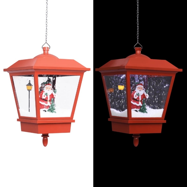 Lampada Natalizia Sospesa LED e Babbo Natale Rossa 27x27x45 cm