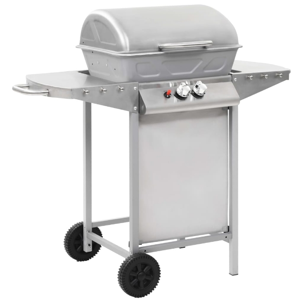 Barbecue a Gas con Griglia 2 Fornelli Argento Acciaio Inox