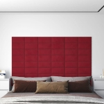 Pannelli Murali 12 pz Rosso Vino 30x15 cm in Velluto 0,54 m²
