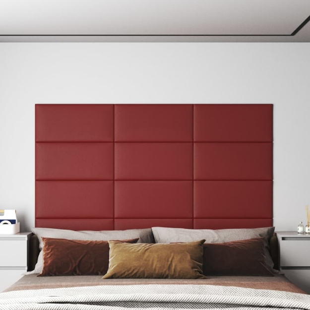 Pannelli Murali 12 pz Rosso Vino 60x30 cm Similpelle 2,16 m²