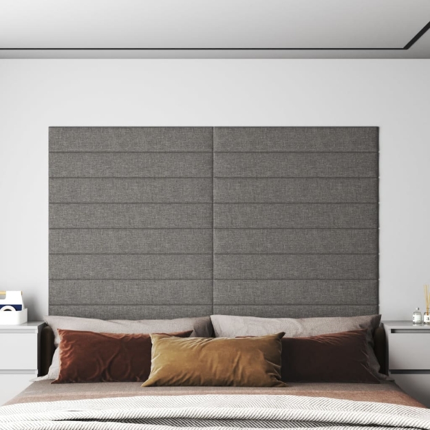 Pannelli Murali 12 pz Grigio Chiaro 90x15 cm Tessuto 1,62 m²