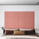 Pannelli Murali 12 pz Rosa 90x15 cm Velluto 1,62 m²