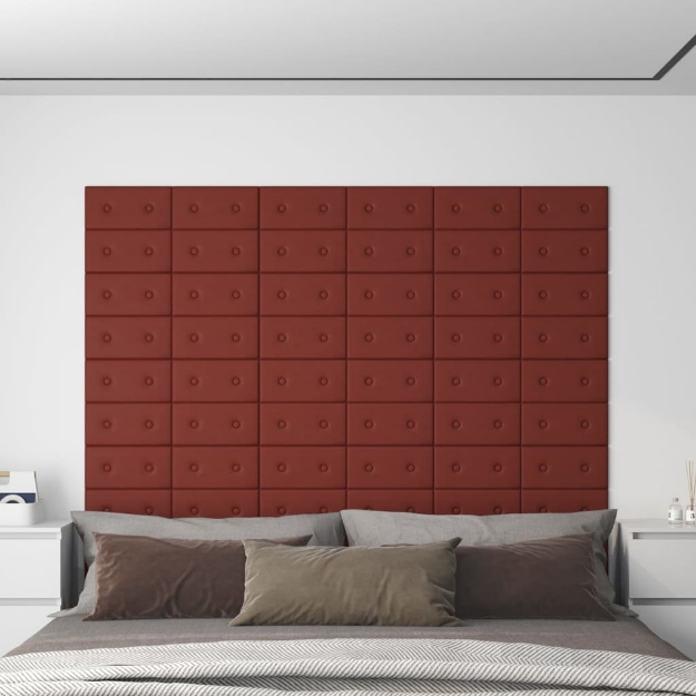 Pannelli Murali 12 pz Rosso Vino 30x15 cm in Similpelle 0,54 m²