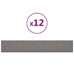 Pannelli Murali 12 pz Grigio Chiaro 90x15 cm Tessuto 1,62 m²