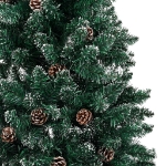 Albero di Natale Sottile Legno Vero Verde con Neve Bianca 210cm
