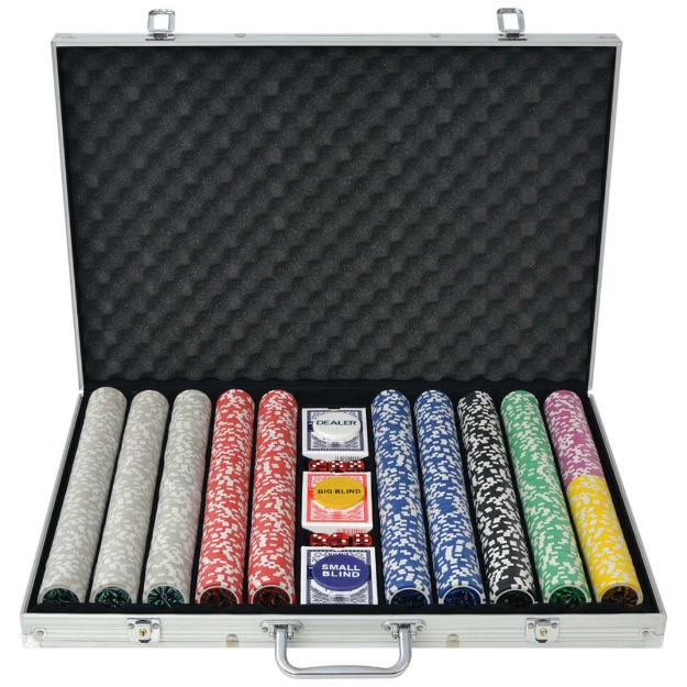 Set da Poker con 1000 Chips Laser Alluminio