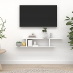 Mensola TV a Parete Bianco Lucido 125x18x23 cm in Truciolato