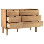 Cassettiera 113,5x39,5x73 cm in Legno Massello di Pino