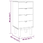 Cassettiera 46x39,5x90 cm in Legno Massello di Pino