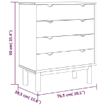 Cassettiera 76,5x39,5x90 cm in Legno Massello di Pino