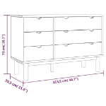 Cassettiera 113,5x39,5x73 cm in Legno Massello di Pino