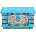 Baule Blu Legno di Mango 80x40x45 cm