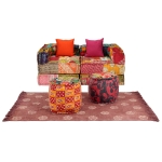 Set Divano Modulare 9 pz in Tessuto Motivo Patchwork