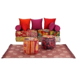 Set Divano Modulare 14 pz in Tessuto Motivo Patchwork